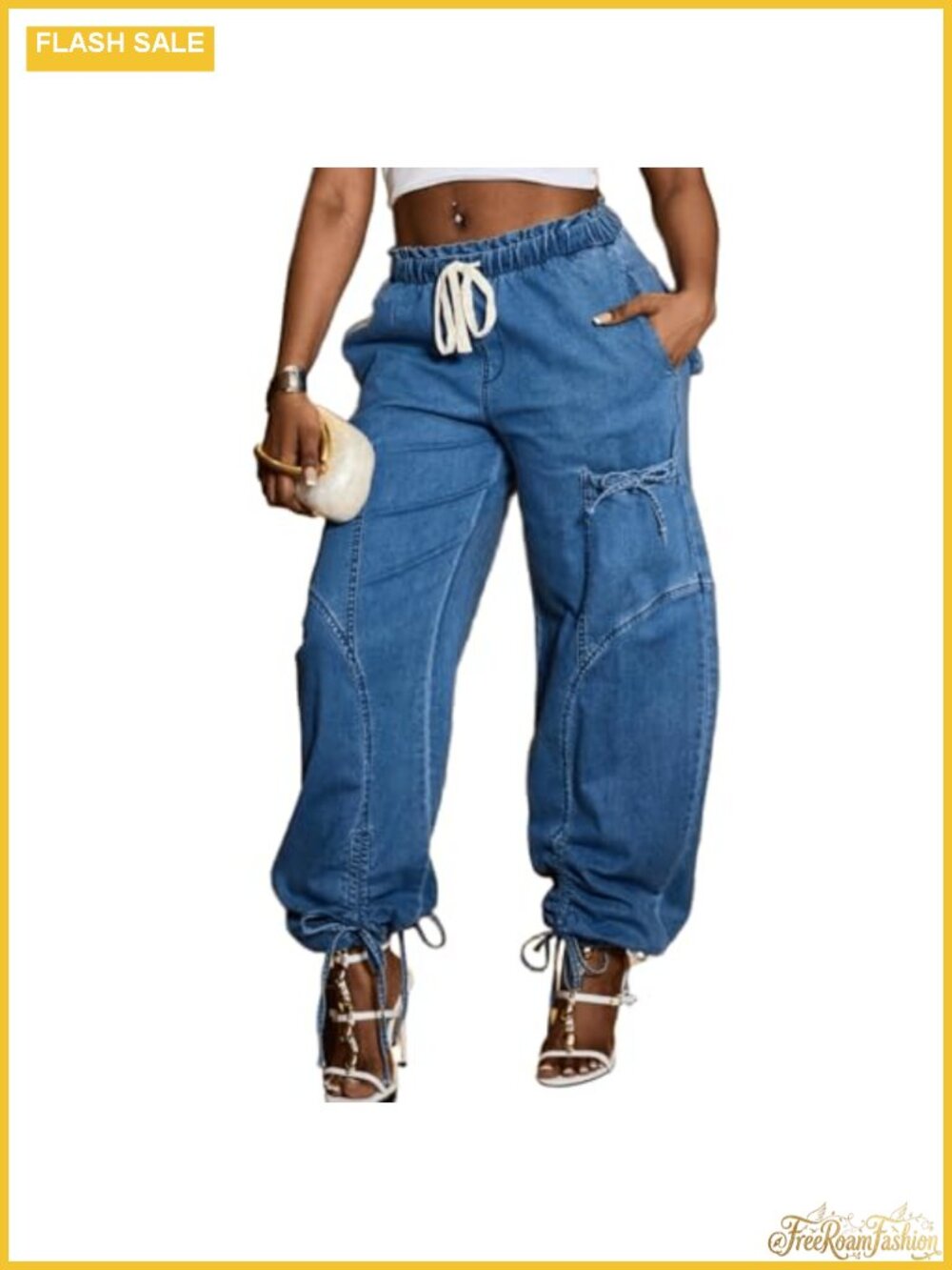 Wide Leg Baggy Jeans Plus Size High Rise Denim Pants with Pockets